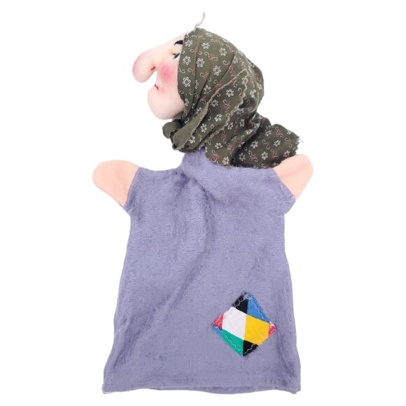 VINTAGE KERSA WITCH HAND PUPPET Old Woman Lady Fabric Doll Felt 1960s - Picture 6 of 6